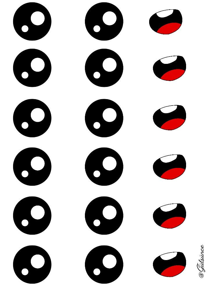 Edible eyes / mouth (6 characters)