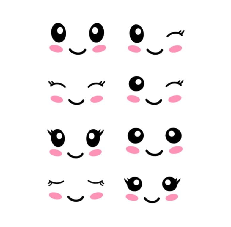 Edible kawaii face 1 sheet