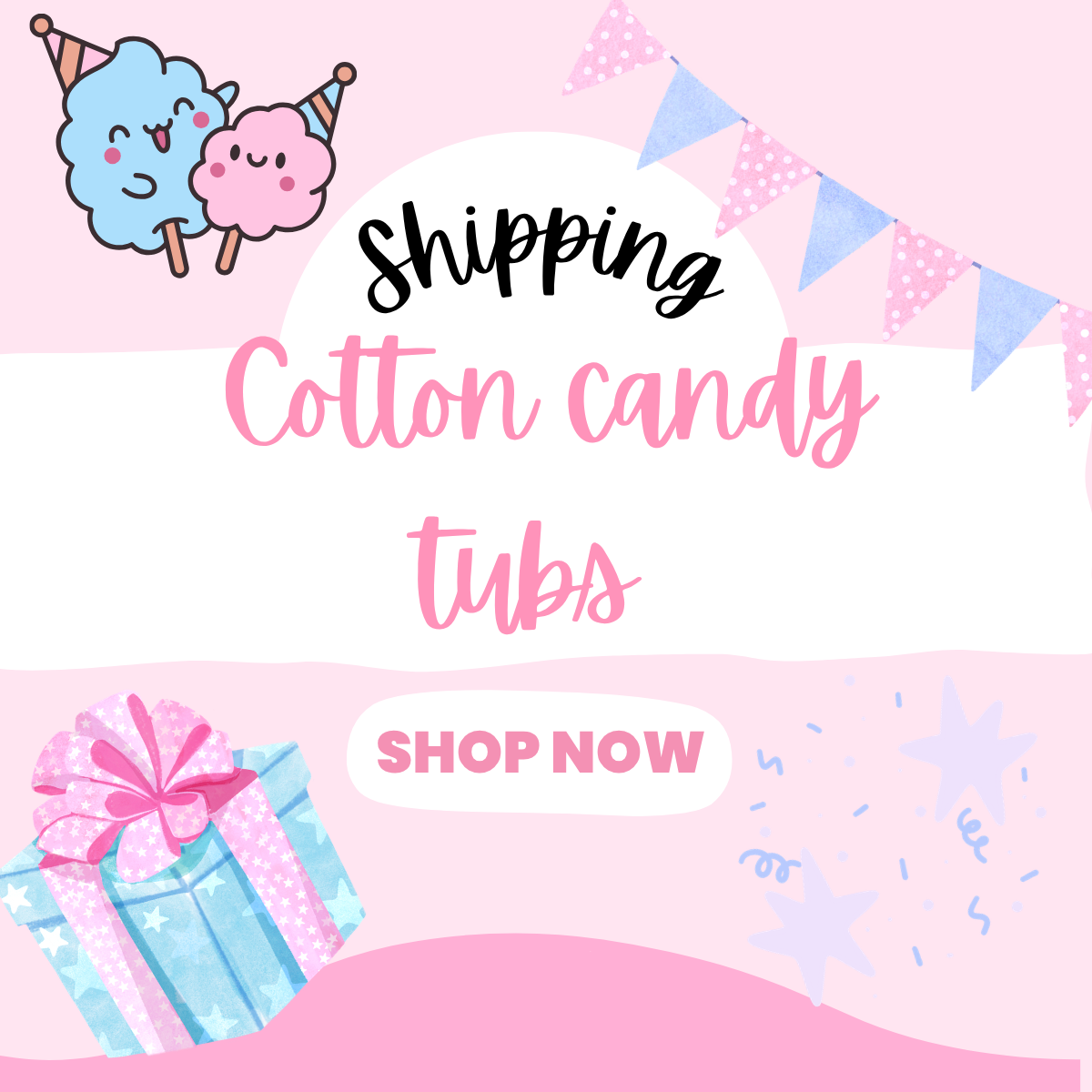 Premium party cotton candy tubs fresh spun same day shipping
