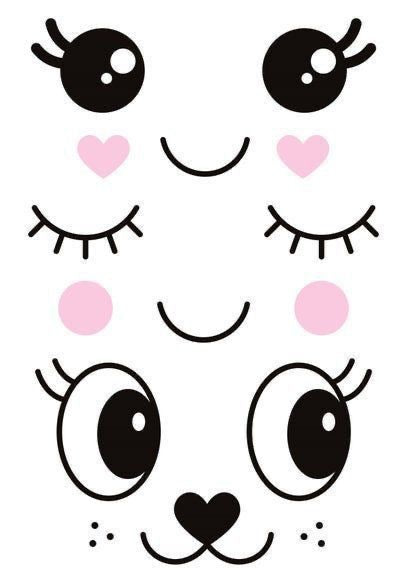 Edible cute face 3 pack 1 sheet