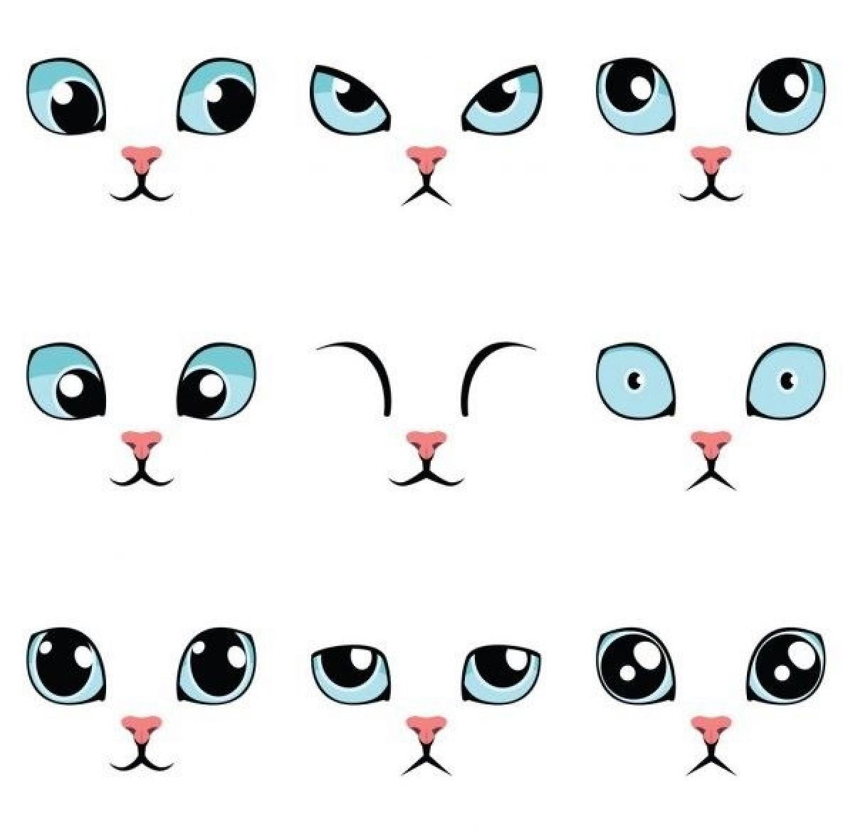 Edible cat faces ( 2 sheets medium size , 9 characters)