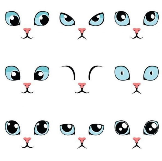 Edible cat faces ( 2 sheets medium size , 9 characters)