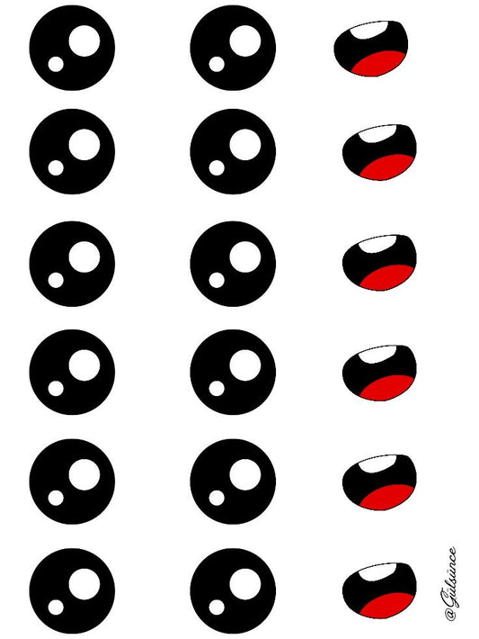 Edible eyes / mouth (6 characters)