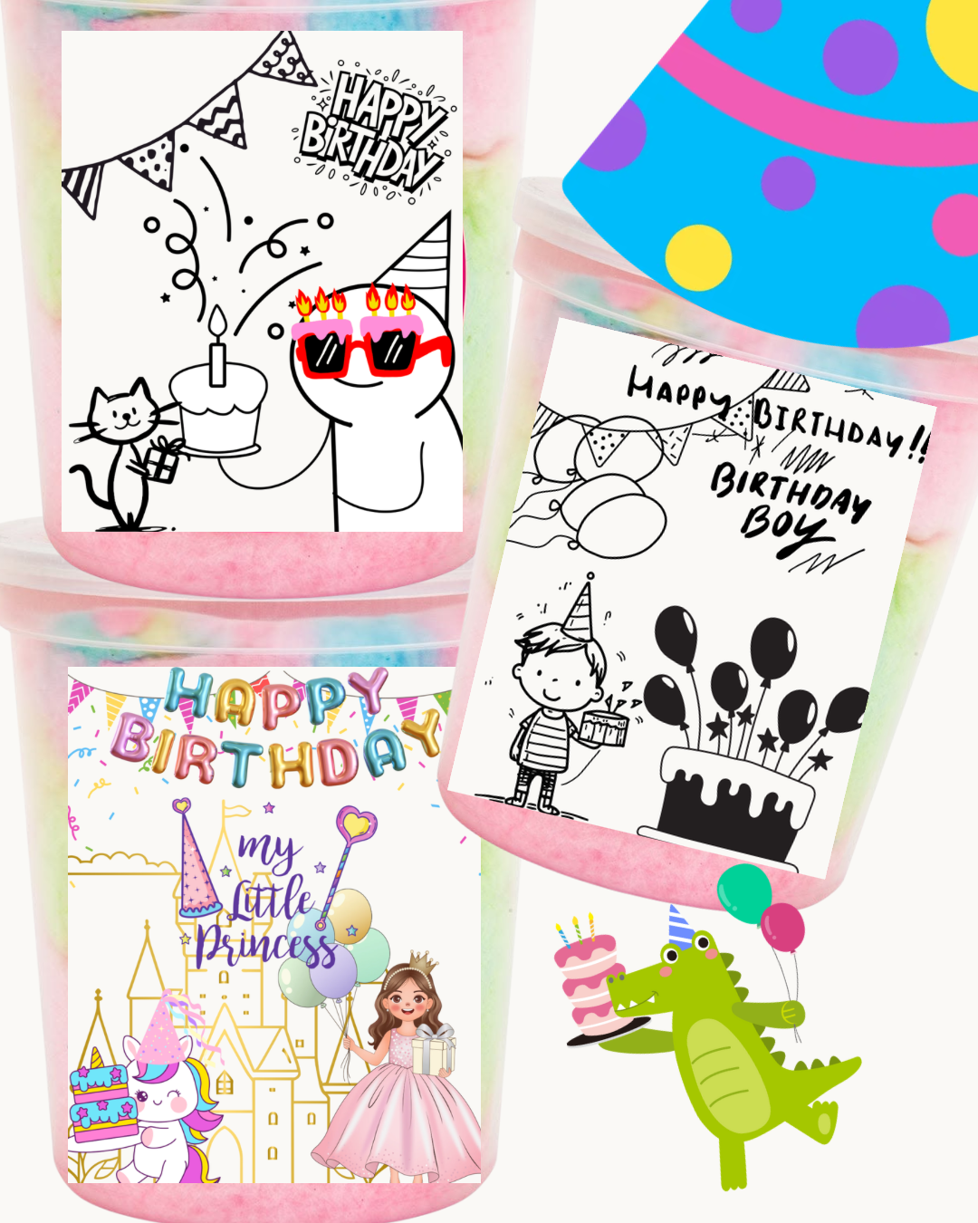 Custom Birthday COTTON Candy Tubs