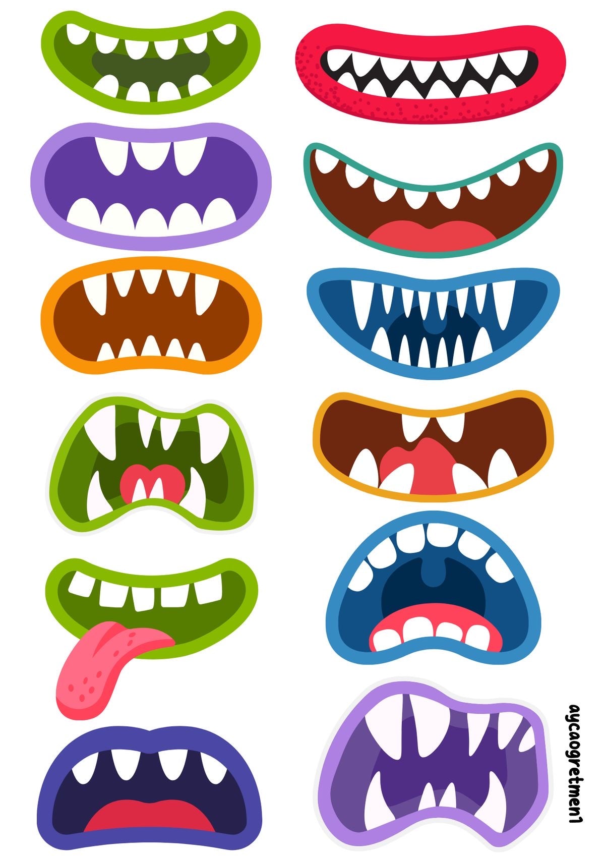 Edible monster mouths (12 mouths / 2 sheets)
