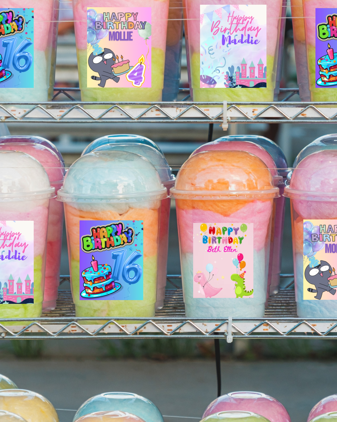 Custom Birthday COTTON Candy Tubs