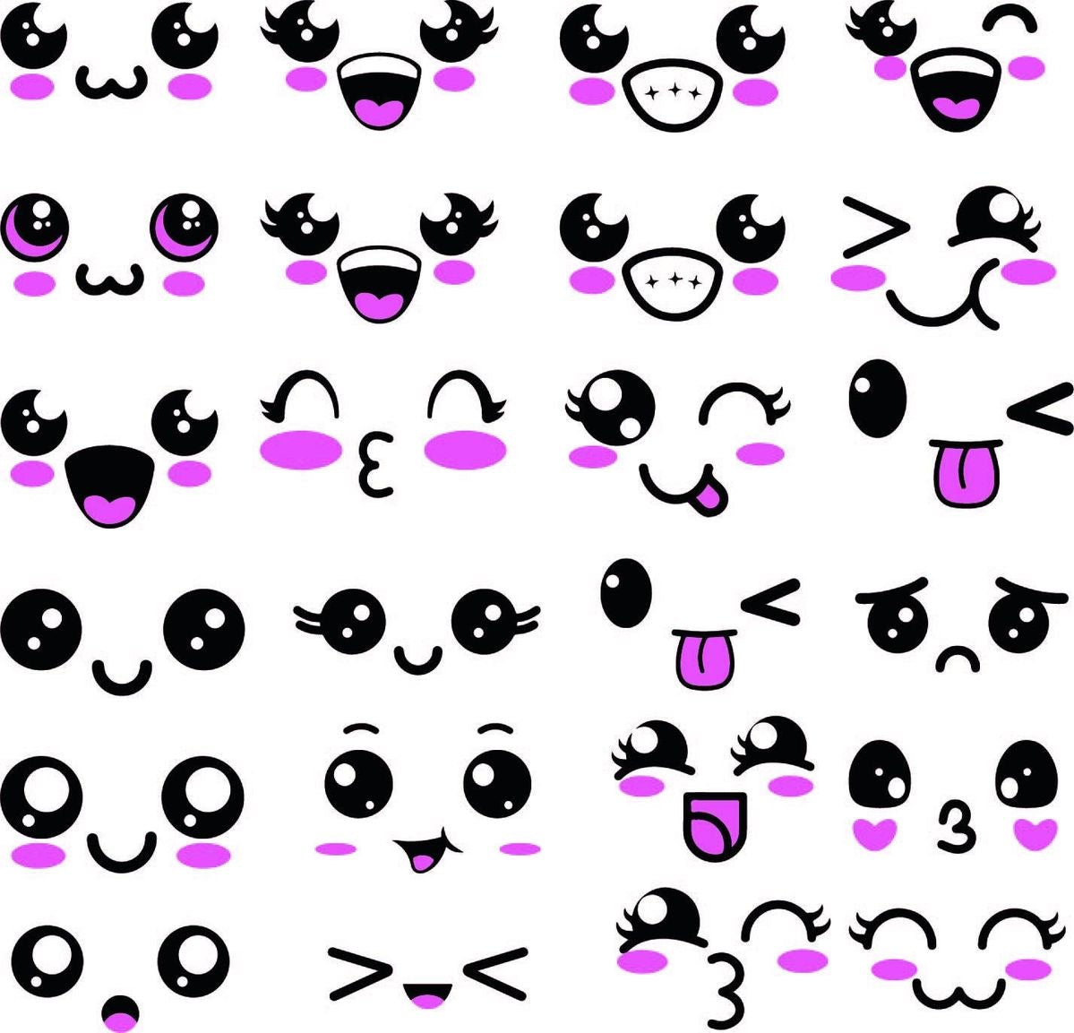 Edible pack of 24 faces (4 page worth)
