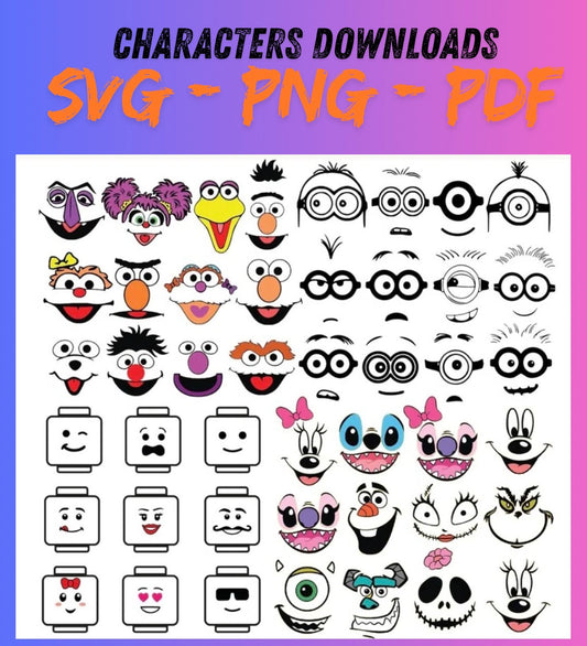 Digital Download Cartoon Faces